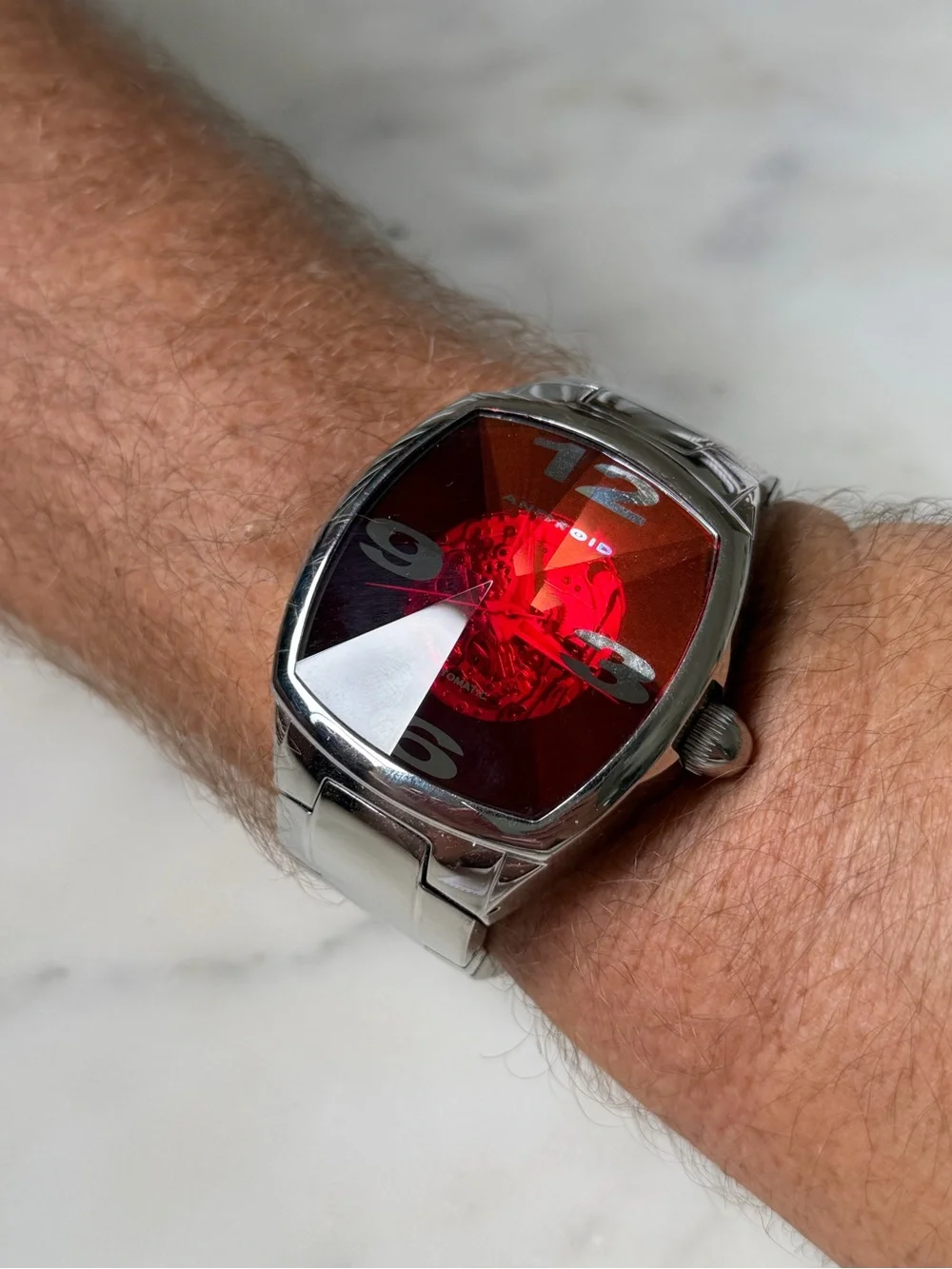 Android Prism Stainless Steel Men's Watch with Red Crystal Dial AD505